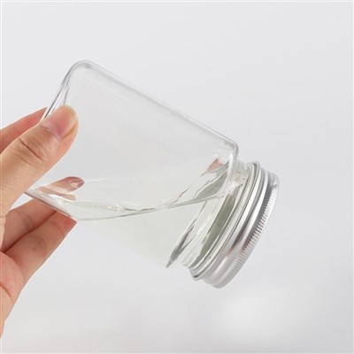 Guci Kotak Plastik 450ml dengan Tutup Logam